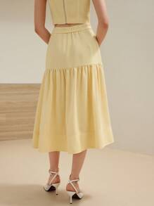 MOTF STUDIO RUFFLE HEM A LINE SKIRT,VALENTINE'S DAY - Yellow - View 4