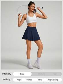 GLOWMODE Quick-Dry Tummy Control Built-In Shorts Pocket Anti-Slip Strips Tennis Skirt Skort Light Support Low Impact Tennis Golf Quick Dry Moisture Wicking