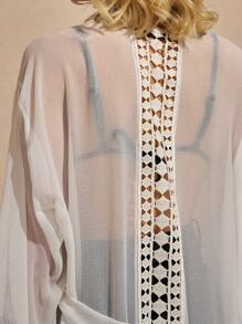 Bóhologie Áo choàng Boho dài đi nghỉ hè chi tiết ren cho nữ - trắng - Xem 2