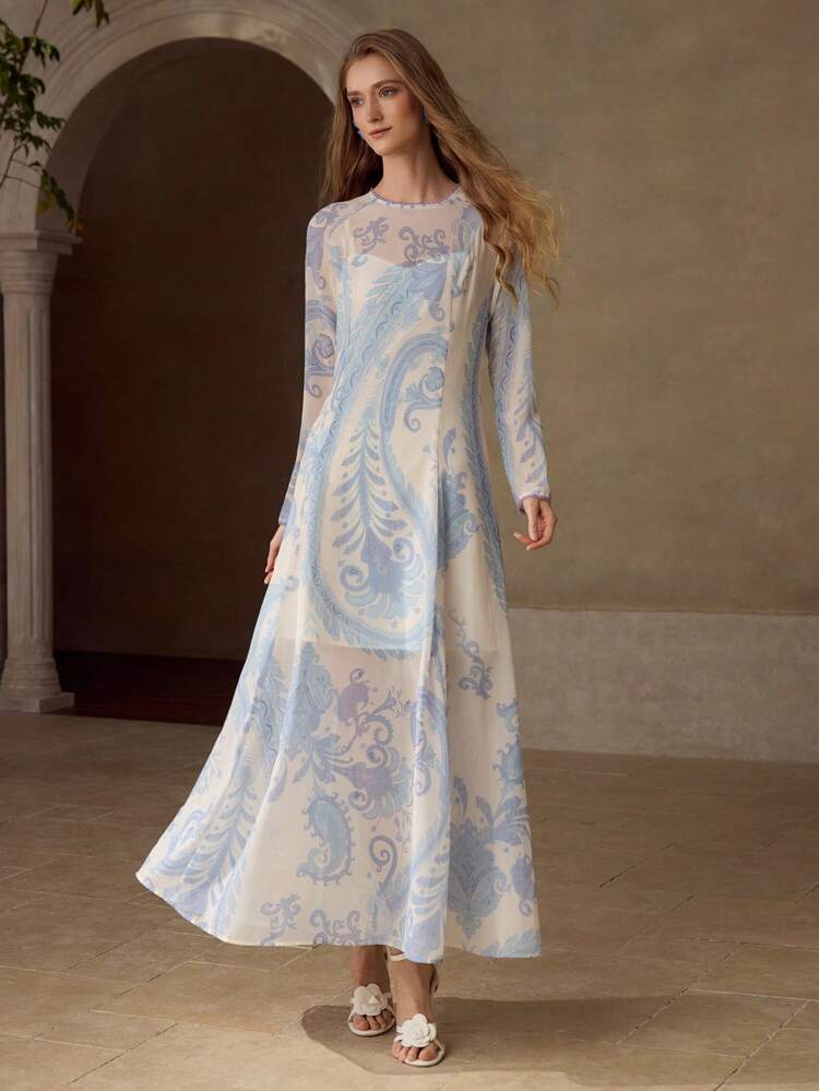 VESTIDO COM ZÍPER DE ESTAMPA TOTAL