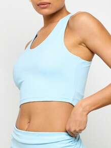 AiiRZ Scoop Neck Cross Back Vest Top - Blue - View 4