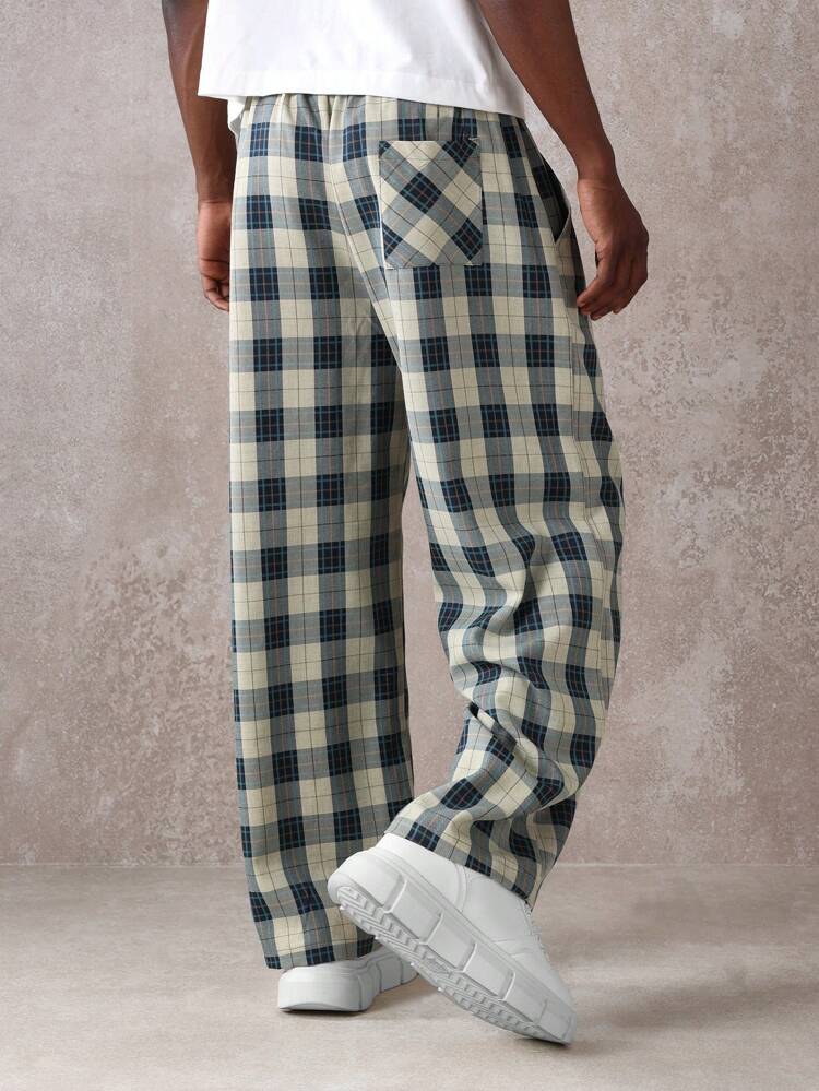 Plaid Check Loose Fit Drawstring Pants