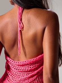 MUSERA Đầm maxi dệt kim móc ombre dáng suông cổ yếm khoét sâu chữ V phía trước, có tua rua, kiểu dáng gợi cảm, thích hợp cho kỳ nghỉ ở Ibiza, mùa xuân hè, lễ hội, đồ đi biển, lãng mạn, thanh lịch, áo khoác ngoài, bơi lội, Tequila Sunrise, câu lạc bộ bãi biển, hẹn hò mùa đông, áo len mùa đông sang trọng, lễ hội hóa trang, kỳ nghỉ. - Màu be - Xem 5