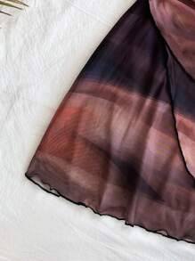 Soleia Vestido mini romántico para vacaciones con cuello en V con tirantes, uva asimétrica y volantes en talla grande para mujeres - Multicolor - Ver 7