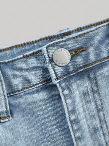 SHEIN Girlism Teen Girls' Distressed Fashion Denim Shorts, Suitable For Summer