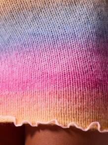 MUSERA 针织深V露背吊带荷叶边渐变针织修身露背迷你连衣裙，适合伊比沙岛性感度假、春夏节日海滩装扮，优雅生日派对、锐舞派对、龙舌兰日出、海滩俱乐部夜生活、秋季冬季约会之夜派对时尚毛衣