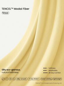 GLOWMODE TENCEL™ Modal Silky Smooth Knotted Back Boat Neck Short Sleeve Active Tee Daily Casual Wear - Butter Yellow - View 5