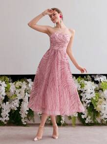 MOTF Soiréza SEQUIN STRAPLESS COCKTAIL DRESS