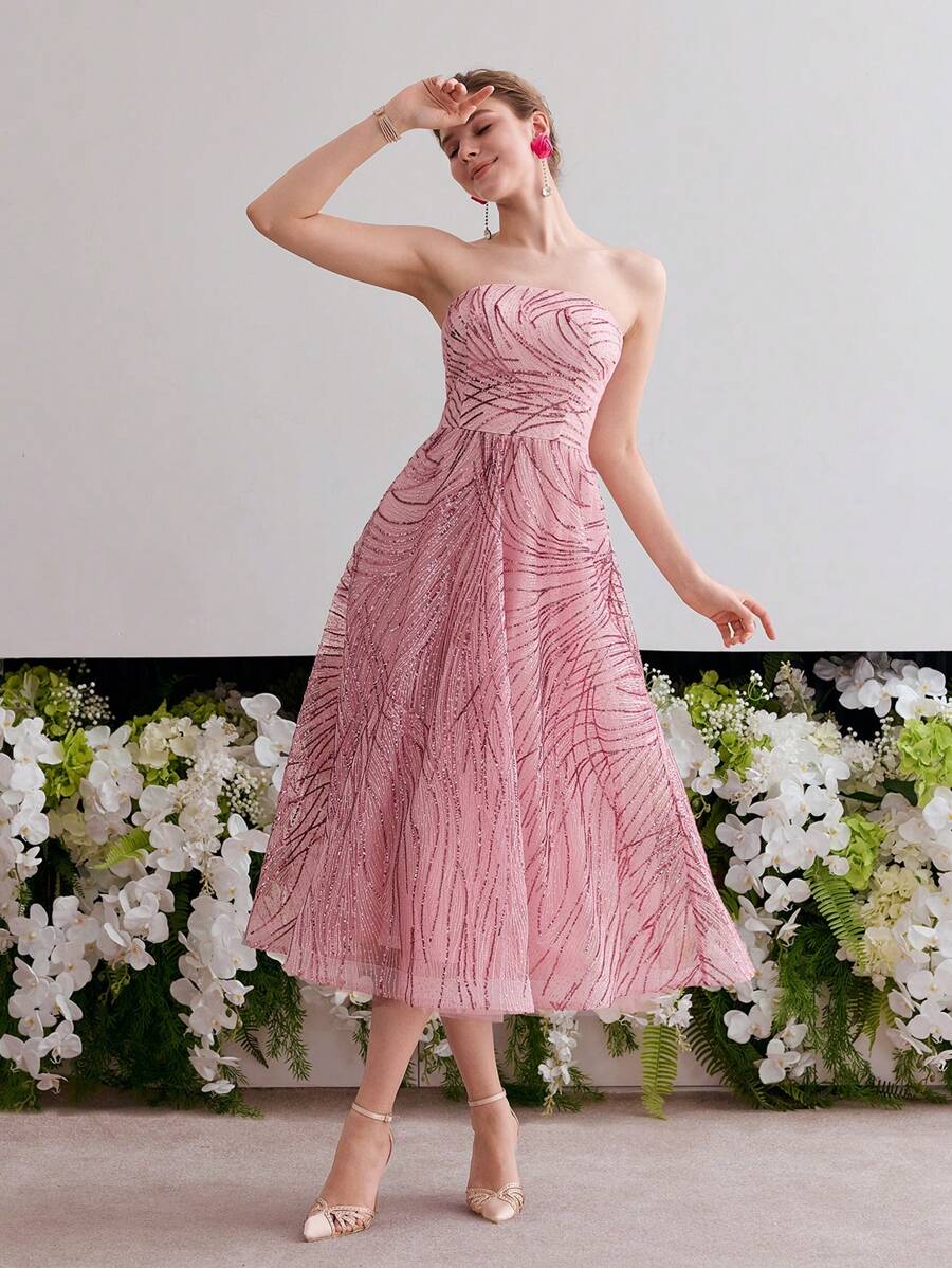 MOTF Soiréza SEQUIN STRAPLESS COCKTAIL DRESS