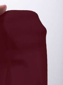 DAZY Women's Solid Color Round Neck Ribbed Casual Fitted Tank Top Preppy Tops - Burgundy - View 10