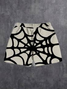 Manfinity ZONE917 Short con estampado de telaraña al estilo gótico - Multicolor - Ver 4
