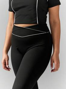 MISSGUIDED PLUS Contrast Binding Active Legging - Black - View 5
