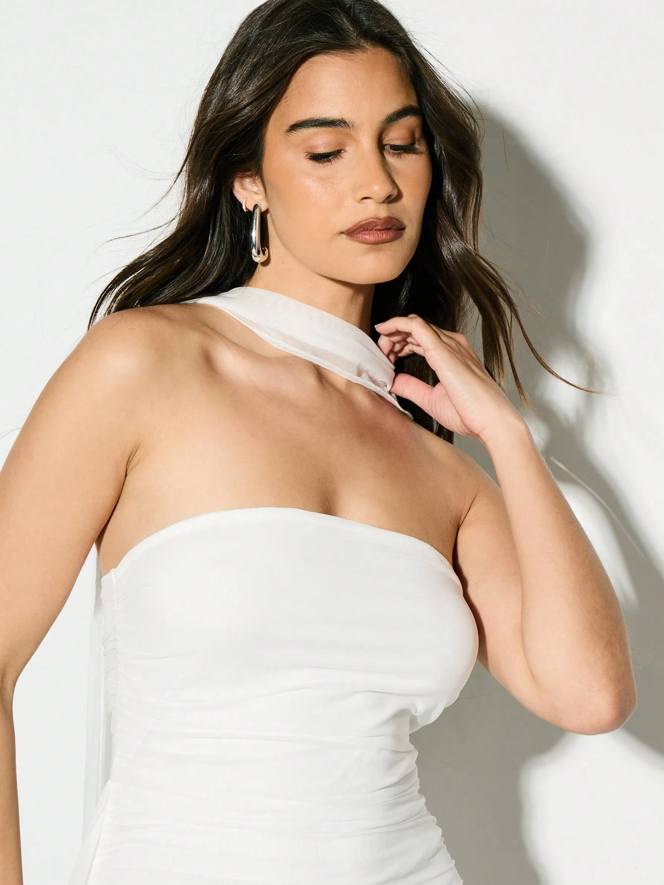 KIZN Stretchy Strapless Ruched Bodycon Mini Dress With Elegant Drape Detail