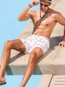 Manfinity Swimmode شورتات شاطئ رجالية أنيقة، مناسبة للصيف، طراز هاواي