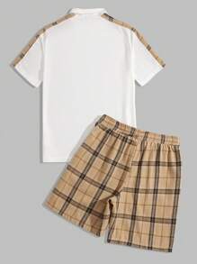 Manfinity RelaxMax Set casual da uomo composto da polo a maniche corte a quadri e pantaloncini