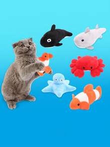 PETSIN 小丑魚布偶貓玩具，海洋系列，耐咬設計 - 彩色 - 查看 5