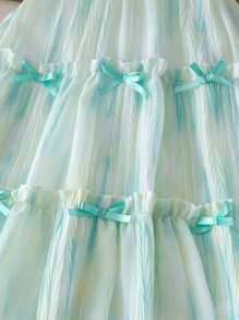 Girls Floral Sweet Summer Dress, Suitable For Casual, Party, Event Wear, Elegant And Glamorous - Baby Blue - View 6