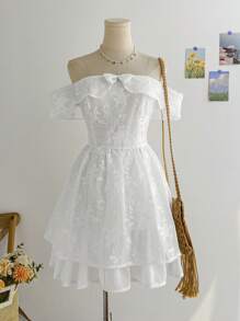 Soleia Abito bohémien, boho, floreale romantico, da vacanza, floreale per il 4 luglio, outfit da rave, abito bianco da laurea, abito da festa, outfit da laurea, abito per il 4 luglio, abito giallo burro per festival del 4 luglio, concerto e vacanze, elegante abito a fascia con fiocco e gonna mini principessa, adatto per vacanze