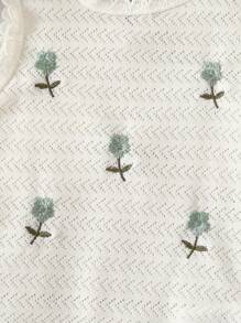SHEIN 2 pezzi/Set Nuova estate per bambine Top a maglia canottiera e gonna tutu ricamata traforata, Abito da principessa alla moda con gonna ampia - Verde - Visualizzare 5