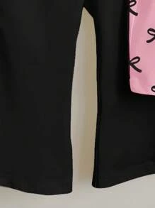 SHEIN Setelan Celana Lengan Pendek Leher Bulat Minimalis Kasual untuk Bayi Perempuan, Cocok untuk Musim Semi/Panas - MultiWarna - View 6