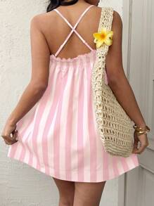 Sunnyshic Women's Casual Colorful Stripe Strap Sundress, Versatile For Holiday/Daily Wear, Spring/Summer