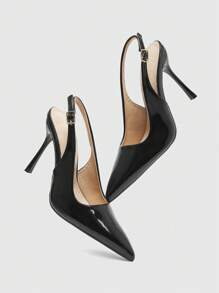 CUCCOO BIZCHIC Women's 2024 New Gold Strap Slide Sandals, 2024 Spring & Autumn Pointed Toe Slim Heel Fashionable Minimalist Design, Versatile To Pair With Dresses And High Heels For Christmas - Black - View 6