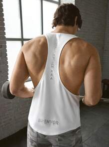 Manfinity BRENVOR Men's Fashionable Casual Loose Knit Sleeveless Tank Top For Young People, Daily Wear