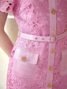 MOTF STUDIO EMBROIDERED HOLLOW-OUT DRESS - Hot Pink - View 2