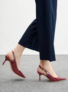 CUCCOO BIZCHIC Women's Pointed Toe High Heel Pumps, Sexy Stilettos Suitable For Outdoor, Commuting, Party, Banquet - Red Spring Shoes - Burgundy - View 4