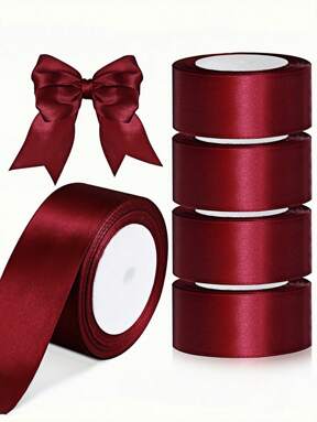 SHEIN 1pc Satin Ribbon(22 Meters/Roll),Double Faced Satin Ribbon For DIY Rose Decor, Gift Wrapping - Wedding Party Bow Ribbon For Table Chair Decoration, Flower Door, Gift Box, Cake Decor, Apparel Accessories, Weaving ,Creates Elegant Festive Atmosphere,Bow Ribbon(0.6/1/1.5/2/2.5/4/5 Cm Width)