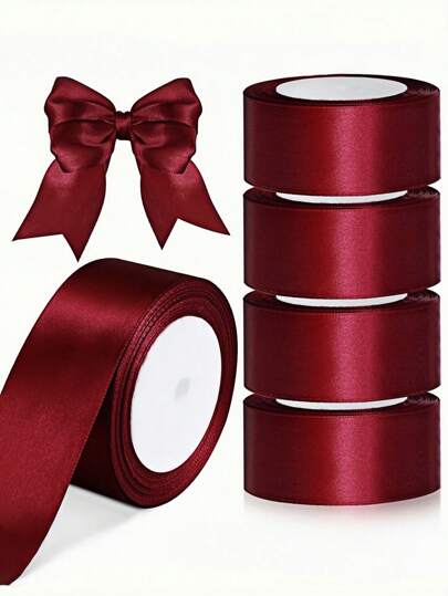 SHEIN 1pc Satin Ribbon(22 Meters/Roll),Double Faced Satin Ribbon For DIY Rose Decor, Gift Wrapping - Wedding Party Bow Ribbon For Table Chair Decoration, Flower Door, Gift Box, Cake Decor, Apparel Accessories, Weaving ,Creates Elegant Festive Atmosphere,Bow Ribbon(0.6/1/1.5/2/2.5/4/5 Cm Width)