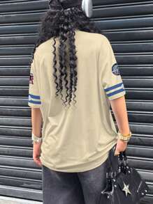 Rovax 女式图案印花休闲短袖 T 恤，运动风格夏季时尚 - 彩色 - 查看 2