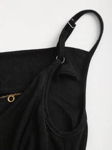 Sweetra Women's Fashion Sexy Backless Chain Detail Scoop Neck Camisole Top, Versatile - Black - View 4