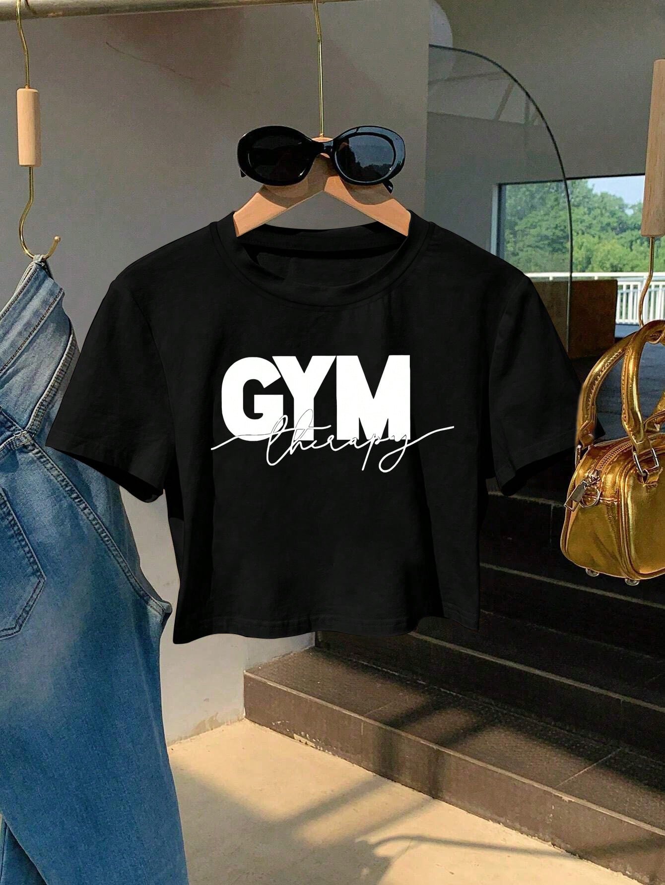 Women's T-shirt with round neckline and short slee...