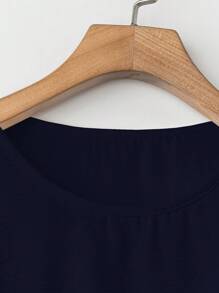 EMERY ROSE Set de 2 piezas para mujer de talla grande con top sin mangas de cuello redondo y bajo asimétrico en unicolor talla grande pantalones