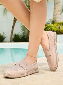 Styleloop Women's Mesh Casual Flat Shoes, Versatile Bohemian Style For Vacation - Apricot - View 6