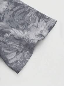 Manfinity Streetrush Camisa con cremallera para hombres con estampado de pintura al óleo azul, girasol, letra y Pegaso