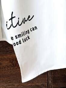 SHEIN LMoss Kids Tween Girls Casual Street Style Loose Drop Shoulder Button-Up Collared Shirt With Text Print, White - White - View 5