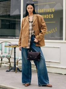 SHECARRY Women Simple Floral Print Minimalist Daily Shoulder Bag - Black - View 7