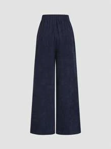 Sweetra Pantalones rectos de estilo casual de viaje azul marino para mujer, primavera/verano