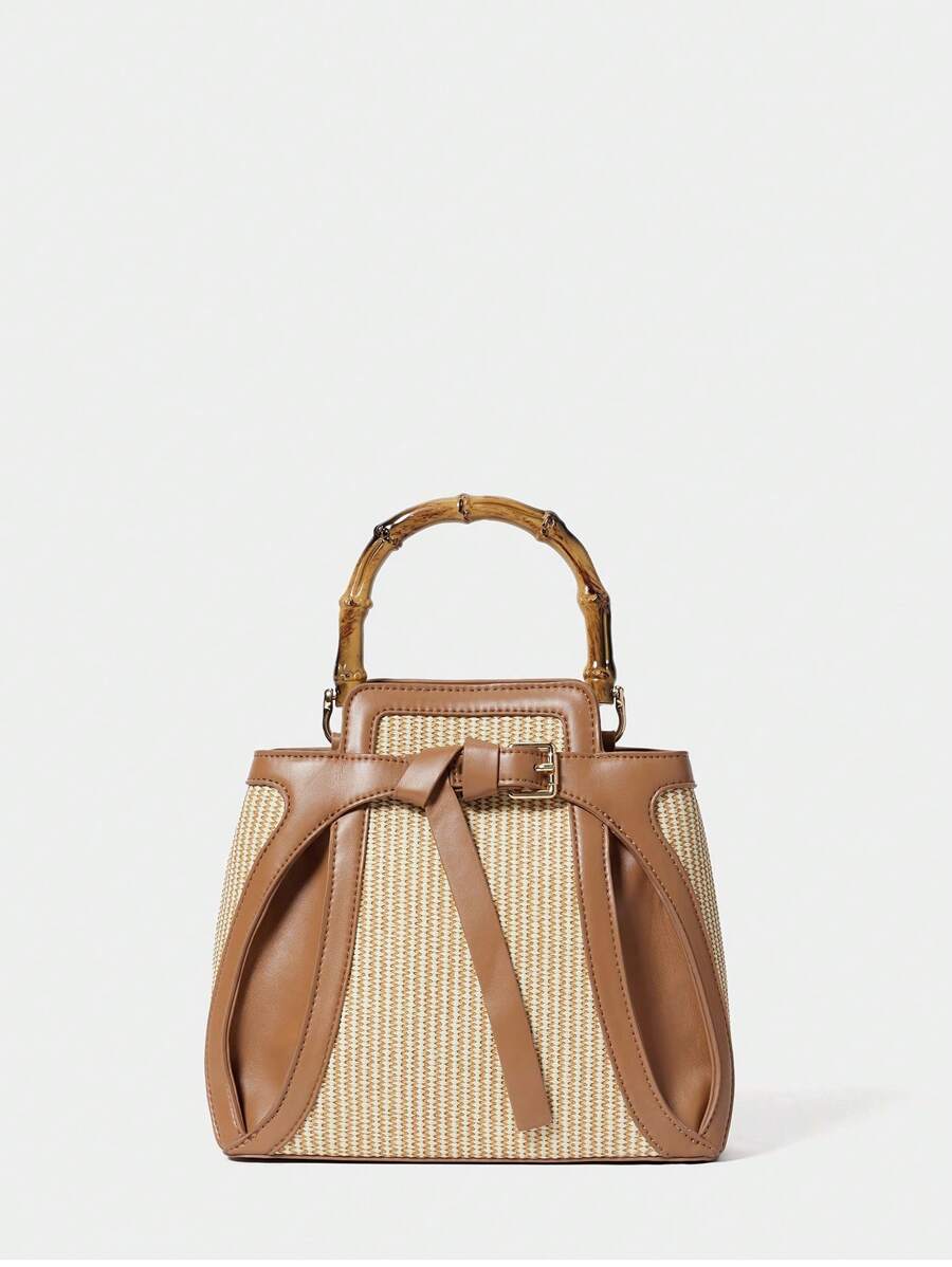 SHECARRY Women's Adjustable Strap Color Block Fashion Crossbody Shoulder Bag - Brown - View 1