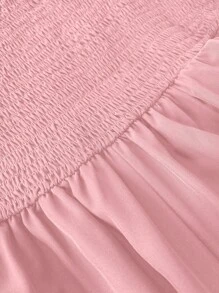 Flirla Plus Size Elegant Solid Color Tie Front Layered Hem Dress Fall Cloth For Women - Baby Pink - View 7