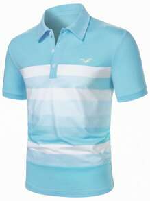 Manfinity Mode Men's Striped Short Sleeve Casual Commuting Polo Shirt - Multicolor - View 1