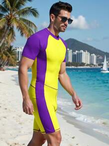 Manfinity Swimmode Men's One-Piece Swimsuit, Stylish For Summer, Hawaiian