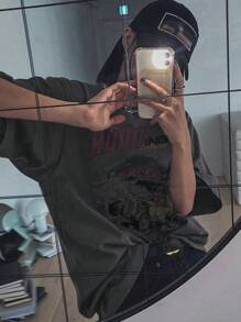 DAZY 女士宽松图案T恤，夏季时尚 - 灰色 - 查看 1