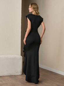 CLARA VERO Vestido de fiesta largo y con detalles de volantes para mujer