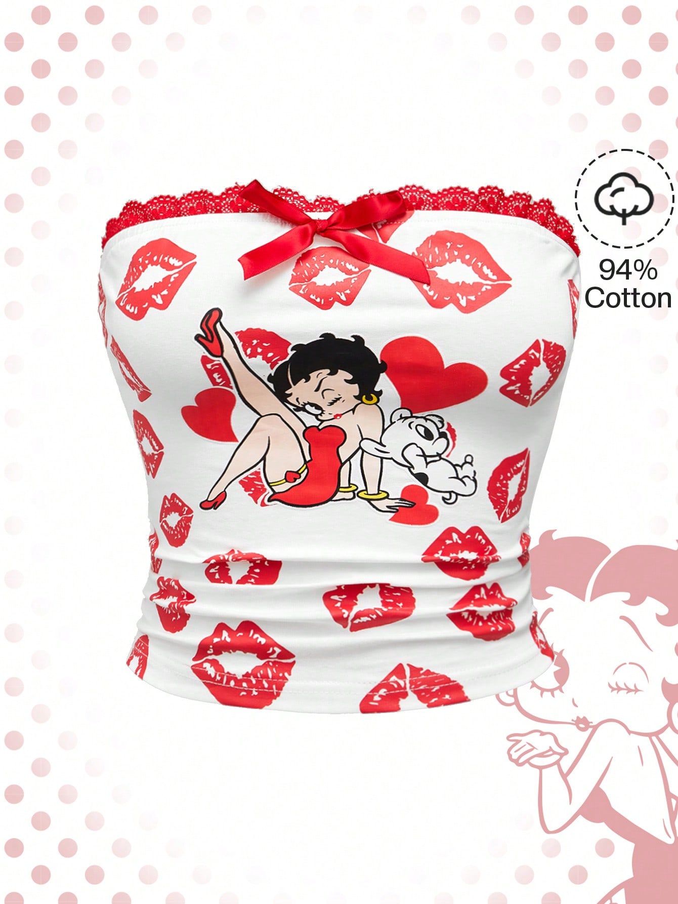 Our Betty Boop | ROMWE Contrast Lace Cartoon Characters And