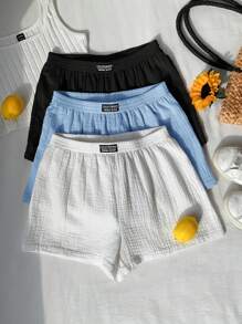 Comfortcana 2pcs Woven Wide Leg Shorts Set, Fashionable For Summer Cotton - Multicolor - View 7