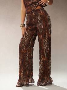 Hauture 褶饰波西米亚风印花阔腿裤 - 彩色 - 查看 4