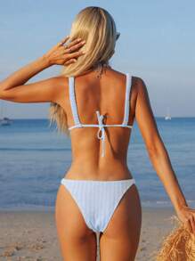 Swim Mod Set de costum de baie cu căptușeală detașabilă din două piese cu textura simplă Springbreak